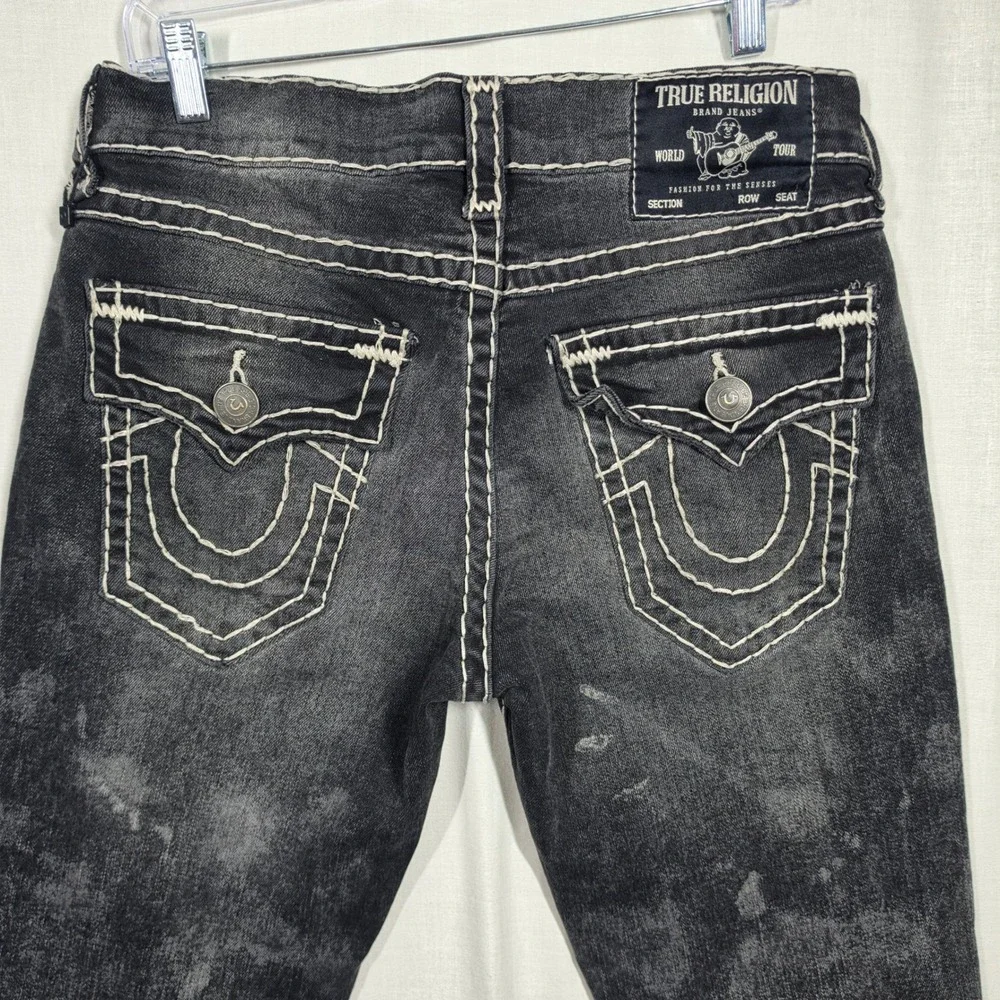 True Religion Ricky Relaxed Straight Mens Black Super T Flap Jeans 2000s